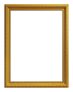 Beyaz arkaplanda izole edilmiş resimler, aynalar veya fotoğraf için altın çerçeve