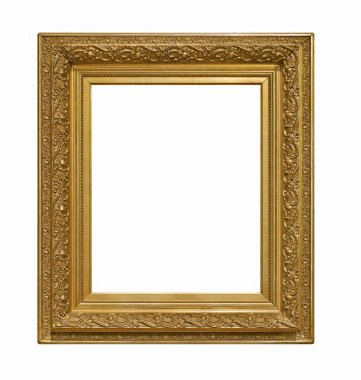 Beyaz arkaplanda izole edilmiş resimler, aynalar veya fotoğraf için altın çerçeve