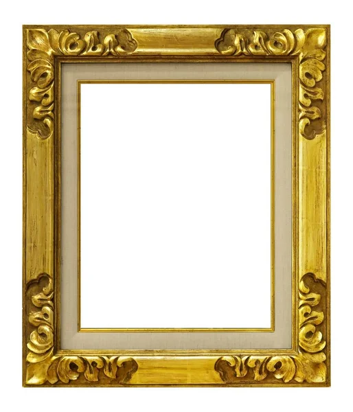 Золота Рамка Картин Дзеркал Або Фото Ізольована Білому Тлі — стокове фото