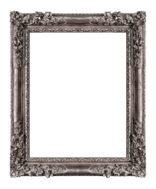 Beyaz arka planda izole edilmiş resimler, aynalar ya da fotoğraf için gümüş çerçeve. Kırpma yolu ile tasarım ögesi