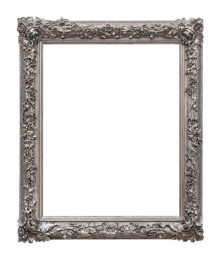 Beyaz arka planda izole edilmiş resimler, aynalar ya da fotoğraf için gümüş çerçeve. Kırpma yolu ile tasarım ögesi
