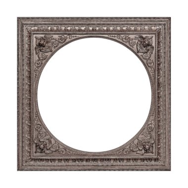 Beyaz arka planda izole edilmiş resimler, aynalar ya da fotoğraf için gümüş çerçeve. Kırpma yolu ile tasarım ögesi