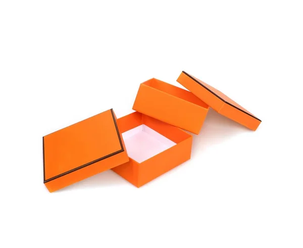 Due Scatole Arancioni Isolate Sfondo Bianco — Foto Stock