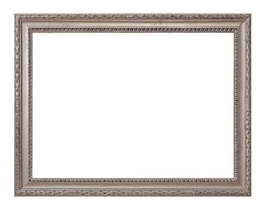 Beyaz arkaplanda izole edilmiş resimler, aynalar veya fotoğraf için gümüş çerçeve