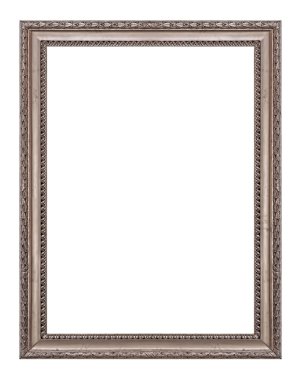 Beyaz arkaplanda izole edilmiş resimler, aynalar veya fotoğraf için gümüş çerçeve