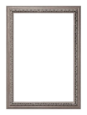 Beyaz arkaplanda izole edilmiş resimler, aynalar veya fotoğraf için gümüş çerçeve