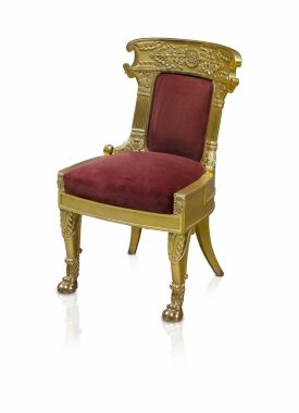 Altın sandalyeler beyaz arka plan üzerinde izole. Kırpma yolu ile tasarım öğesi