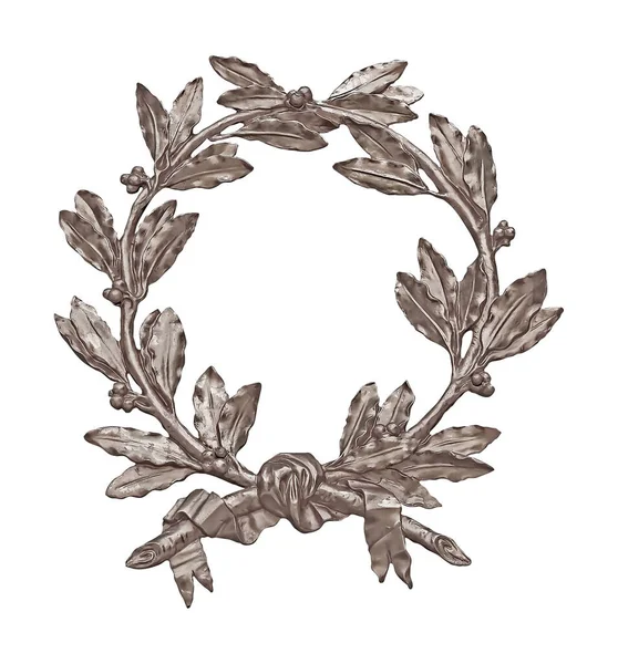 Silver Dekorativa Kransar Isolerade Vit Bakgrund Design Element Med Urklippsbana — Stockfoto