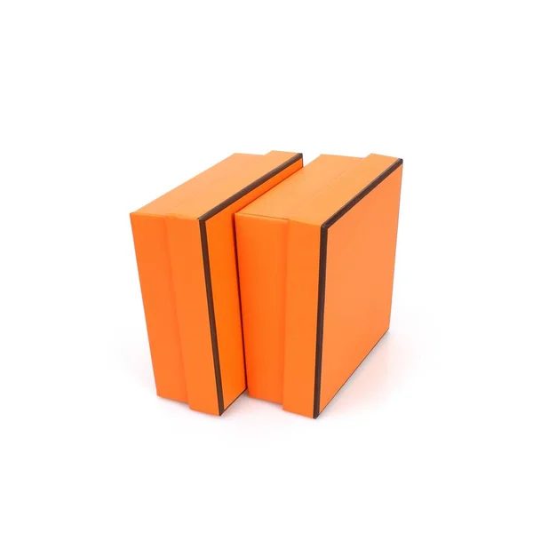 Two Orange Boxes Isolated White Background — Stock Photo, Image