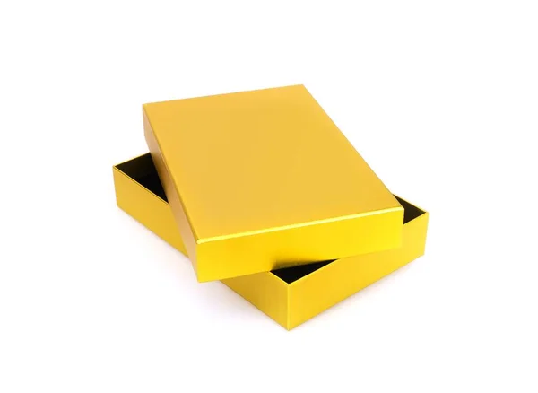 Golden Gift Box Isolated White Background — Stock Photo, Image