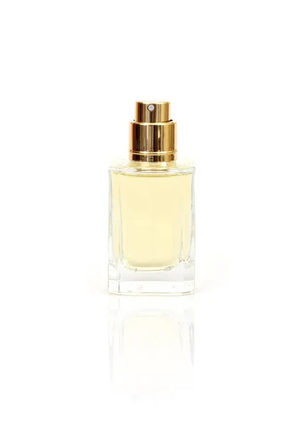 Layout Frascos Perfume Fundo Branco — Fotografia de Stock