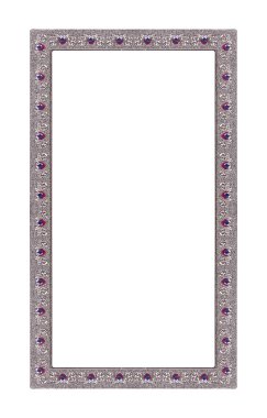 Beyaz arkaplanda izole edilmiş resimler, aynalar veya fotoğraf için panoramik gümüş çerçeve