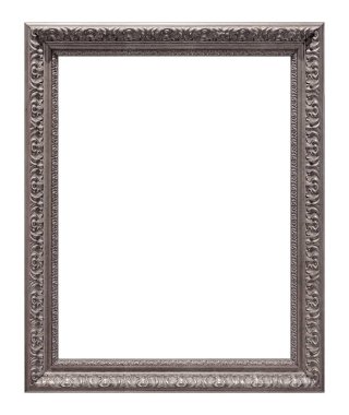 Beyaz arkaplanda izole edilmiş resimler, aynalar veya fotoğraf için gümüş çerçeve