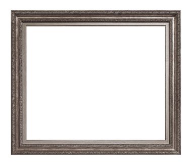 Beyaz arkaplanda izole edilmiş resimler, aynalar veya fotoğraf için gümüş çerçeve