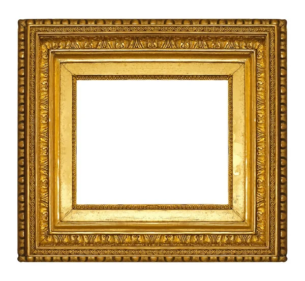 Panoramic Golden Frame Paintings Mirrors Photo Isolated White Background Design — Stock Photo, Image