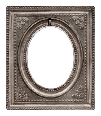 Beyaz arka planda izole edilmiş resimler, aynalar ya da fotoğraf için gümüş çerçeve. Kırpma yolu ile tasarım ögesi