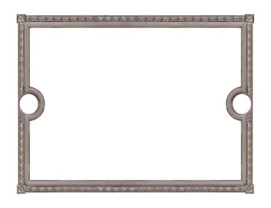 Beyaz arka planda izole edilmiş resimler, aynalar ya da fotoğraf için gümüş çerçeve. Kırpma yolu ile tasarım ögesi