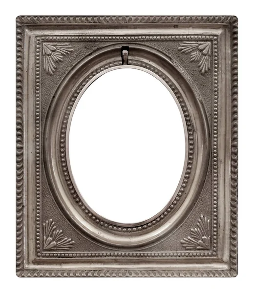 Beyaz arka planda izole edilmiş resimler, aynalar ya da fotoğraf için gümüş çerçeve. Kırpma yolu ile tasarım ögesi