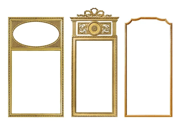 Conjunto Molduras Panorâmicas Douradas Para Pinturas Espelhos Fotos Isoladas Sobre — Fotografia de Stock