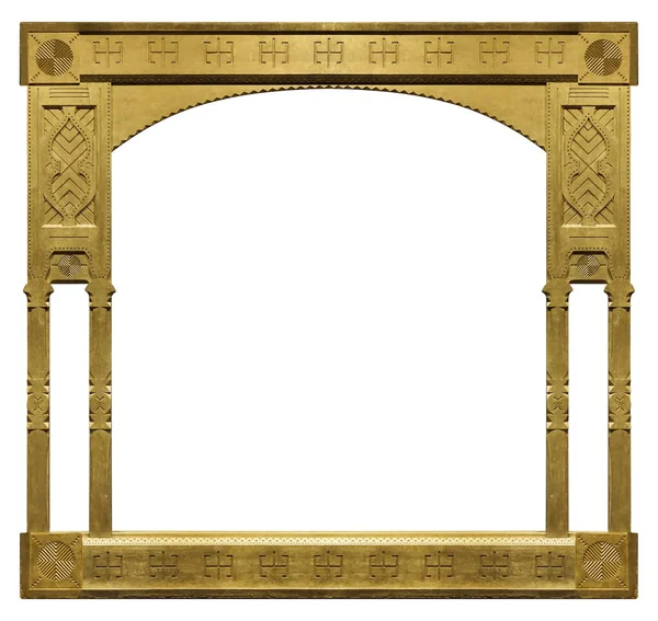 Golden Frame Paintings Mirrors Photo Isolated White Background Design Element — Stock Photo, Image