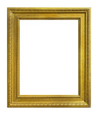 Beyaz arkaplanda izole edilmiş resimler, aynalar veya fotoğraf için altın çerçeve