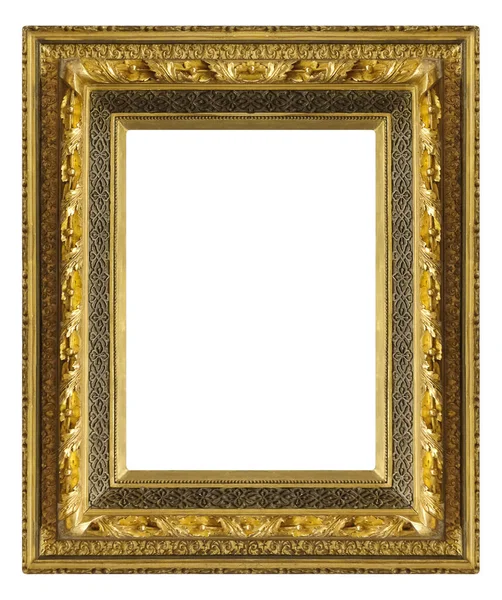 Moldura Dourada Para Pinturas Espelhos Fotos Isoladas Fundo Branco Elemento — Fotografia de Stock