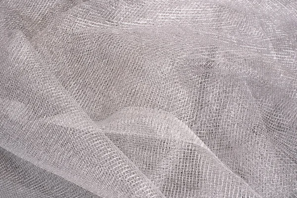 Beautiful Silver Mesh Fabric Isolated — Stock Photo, Image