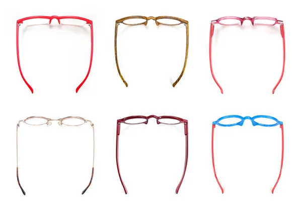 Set Glasses Isolated White Background Applying Portrait — Stock Photo, Image
