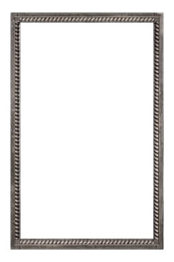 Beyaz arkaplanda izole edilmiş resimler, aynalar veya fotoğraf için gümüş çerçeve