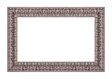 Beyaz arkaplanda izole edilmiş resimler, aynalar veya fotoğraf için panoramik gümüş çerçeve
