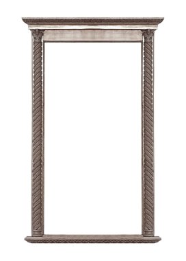 Beyaz arka planda izole edilmiş resimler, aynalar veya fotoğraf için panoramik gümüş çerçeve. Kırpma yolu ile tasarım ögesi