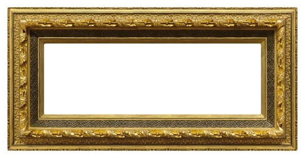 Panoramiczna Złota Ramka Obrazy Lustra Lub Zdjęcie Odizolowane Białym Tle — Zdjęcie stockowe