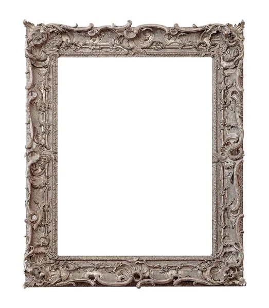 白色背景下隔离的绘画 镜子或照片的银框 具有剪切路径的设计元素 — 图库照片