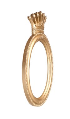 Beyaz arkaplanda izole edilmiş resim, ayna veya fotoğraf için altın çerçeve