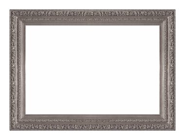 Beyaz arkaplanda izole edilmiş resimler, aynalar veya fotoğraf için gümüş çerçeve