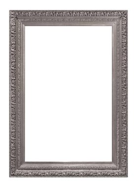 Beyaz arkaplanda izole edilmiş resimler, aynalar veya fotoğraf için gümüş çerçeve