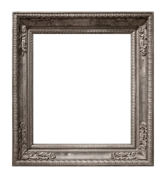 Silver Ram För Målningar Speglar Eller Foto Isolerad Vit Bakgrund — Stockfoto