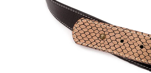 Ceinture Cuir Avec Décor Reptile Isolé Sur Fond Blanc — Photo