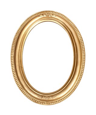 Tablolar, aynalar veya beyaz arka planda izole edilmiş fotoğraf için altın çerçeve. Kırpma yolu ile tasarım ögesi