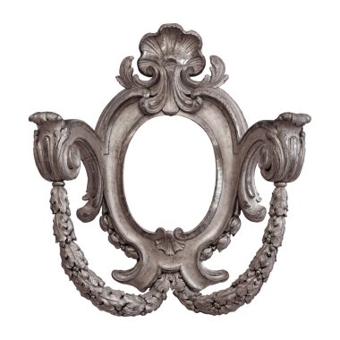 Beyaz arka planda izole edilmiş resimler, aynalar ya da fotoğraf için gümüş çerçeve. Kırpma yolu ile tasarım ögesi