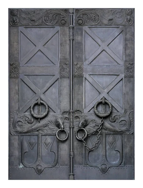 The model of the entrance bronze door (isolated on white background)