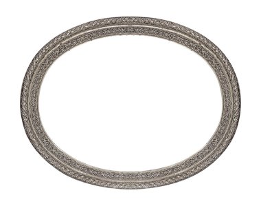 Beyaz arka planda izole edilmiş resimler, aynalar ya da fotoğraf için gümüş oval çerçeve. Kırpma yolu ile tasarım ögesi