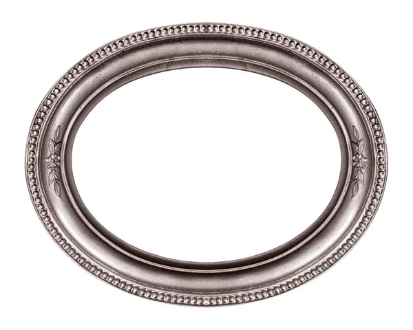 Silver Oval Ram För Målningar Speglar Eller Foto Isolerad Vit — Stockfoto