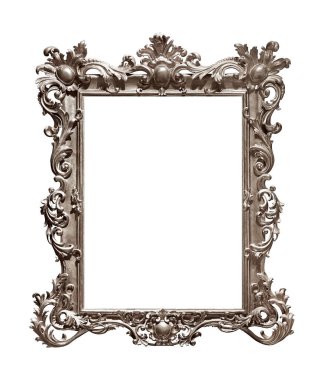 Beyaz arka planda izole edilmiş resimler, aynalar ya da fotoğraf için gümüş çerçeve. Kırpma yolu ile tasarım ögesi