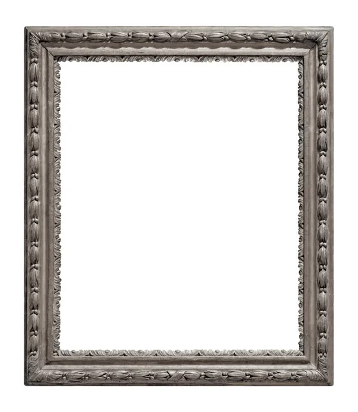 Stříbrný Rám Pro Obrazy Zrcadla Nebo Fotografii Izolovanou Bílém Pozadí — Stock fotografie