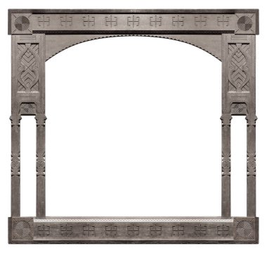 Beyaz arka planda izole edilmiş resimler, aynalar ya da fotoğraf için gümüş çerçeve. Kırpma yolu ile tasarım ögesi