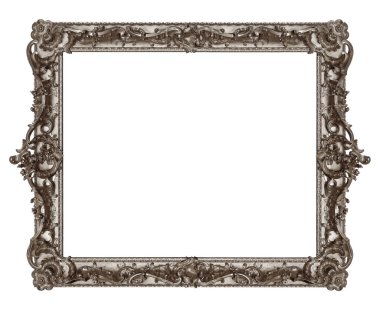 Beyaz arka planda izole edilmiş resimler, aynalar ya da fotoğraf için gümüş çerçeve. Kırpma yolu ile tasarım ögesi