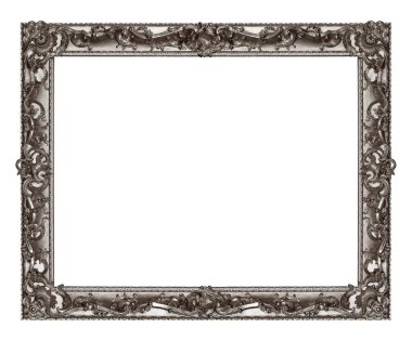Beyaz arka planda izole edilmiş resimler, aynalar ya da fotoğraf için gümüş çerçeve. Kırpma yolu ile tasarım ögesi