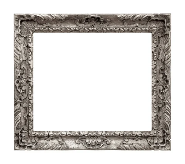 Silver Frame Paintings Mirrors Photo Isolated White Background Design Element — Stock Photo, Image