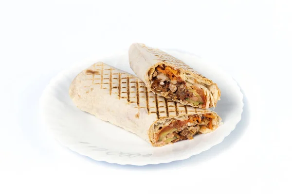 Shawarma menü ve web için beyaz arkaplan